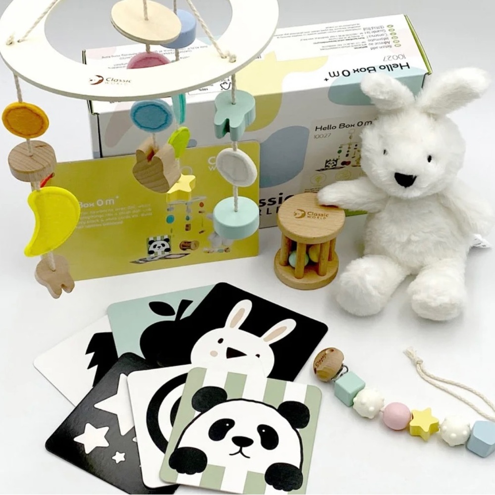 Classic World Hello Box # 10027 - Pastel Wood Education Kit For Children - 0-6M